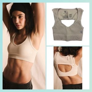 NWOT Free People Happiness Runs Open Back Bra M/L